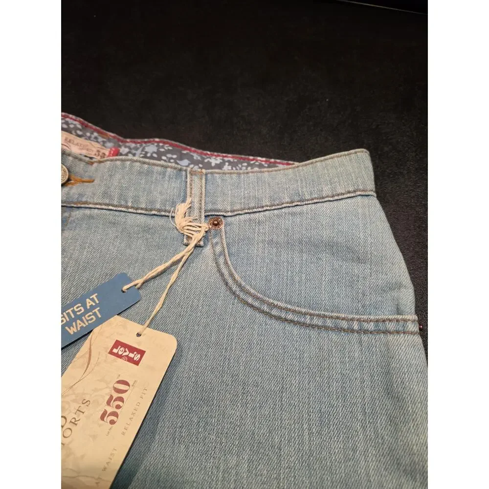 Levi's 550 Relaxed Bermuda Denim Shorts Women's 14 Blue Light Wash 5-Pocket